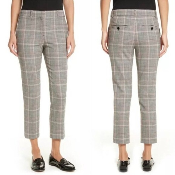 Theory Window Pane Plaid Cropped Ankle Trouser Pants Size 10 - Picture 2 of 12